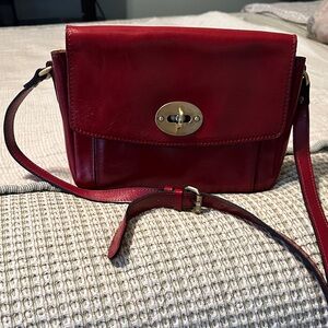 Patricia Nash Red Leather Shoulder Bag